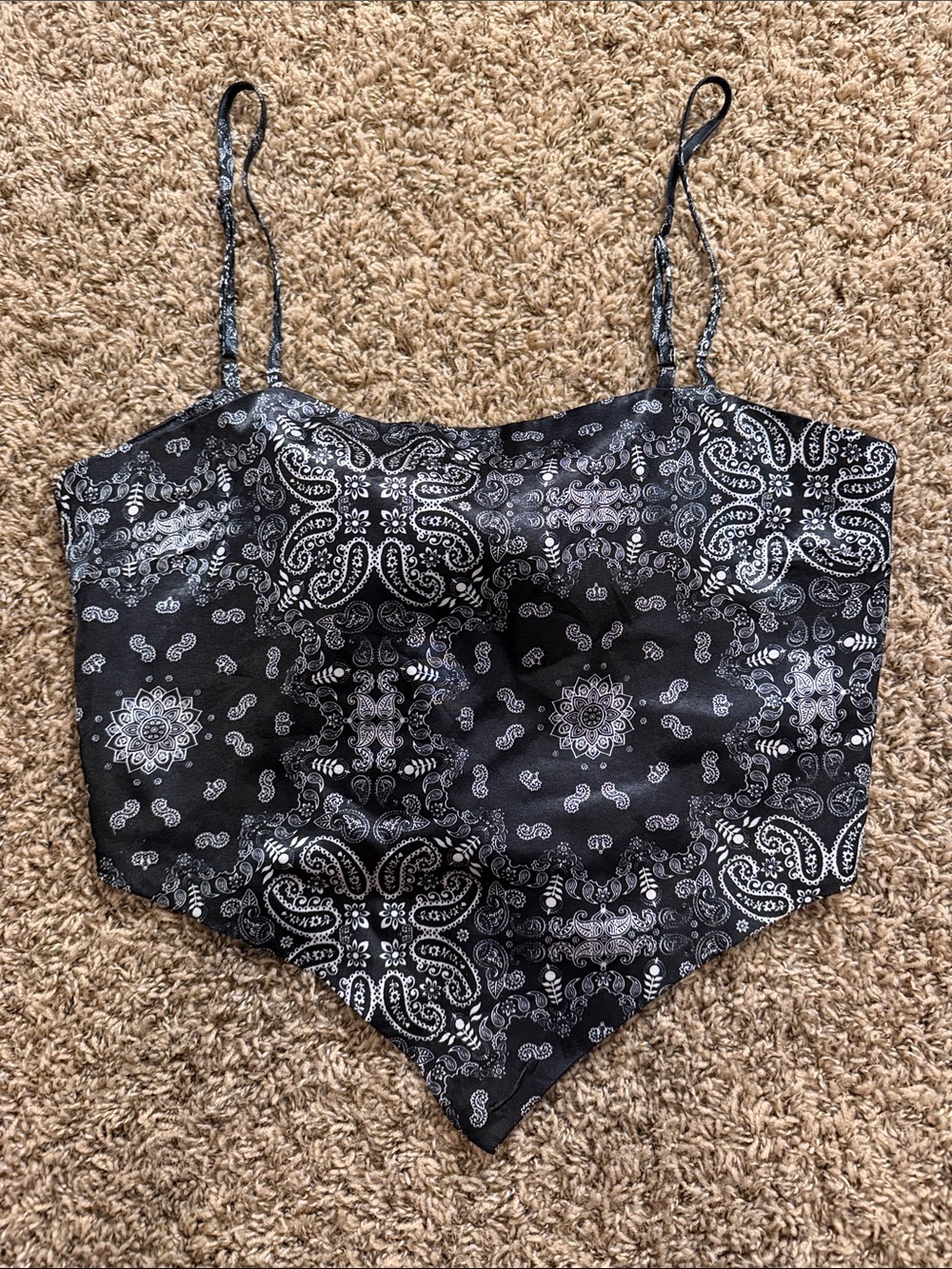 Rue21 Black and White Paisley Handkerchief Cami
